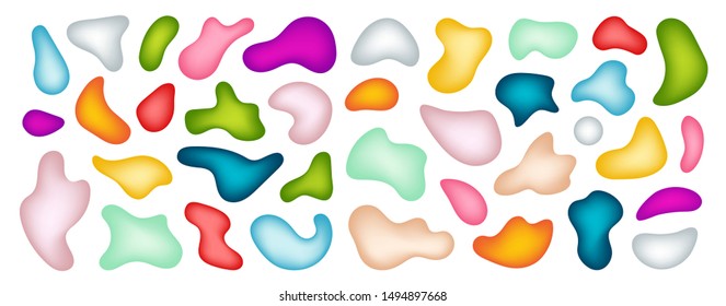 Set of abstract modern graphic liquid elements. Dynamical waves different colored fluid forms. Isolated banners with flowing liquid shapes. Template for the design of a logo, flyer or presentation. 