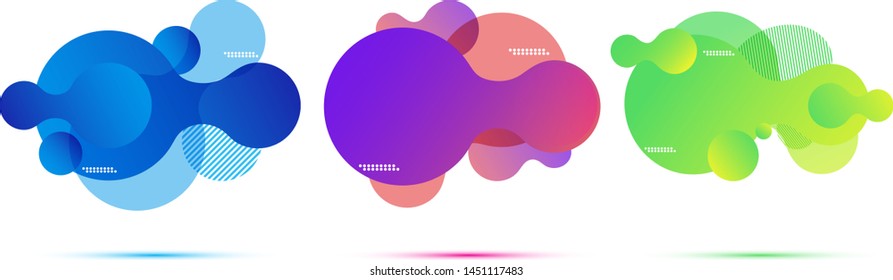 Set of abstract modern graphic shape elements. Dynamical colored forms and line. Gradient abstract banners with flowing liquid shapes. Template for the design of a logo, flyer or presentation. Vector