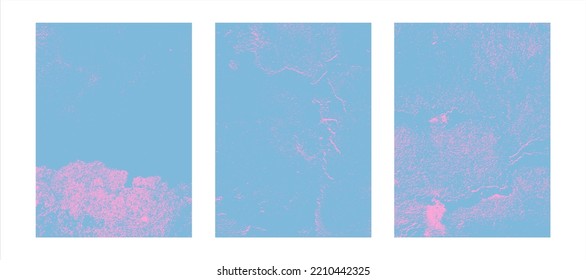 Set of abstract modern grunge backgrounds, posters. Halftone textures collection minimal futuristic vector design.