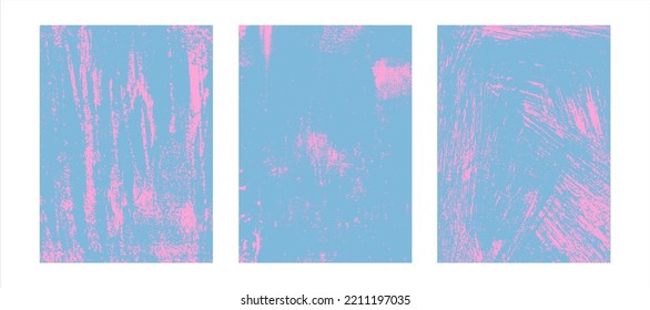 Set of abstract modern grunge backgrounds, posters. Halftone textures collection minimal futuristic vector design.