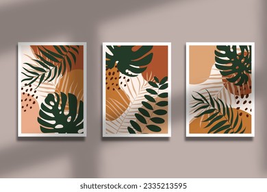 Set of abstract modern with hand drawn organic shape cover design.modern trendy creative bacjground for social media post