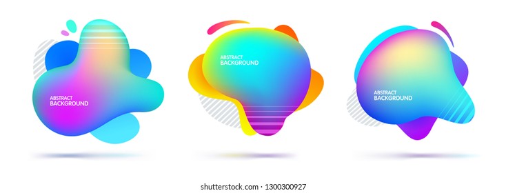 Set of abstract modern multi-colored flowing graphic elements. Dynamical colored liquid shapes. Trendy template for the design of a logo, banners or posters. Vector illustration
