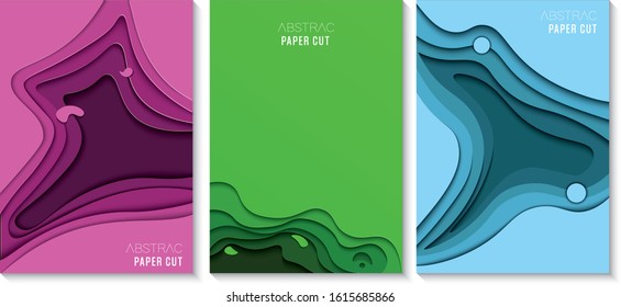 set of abstract modern paper cut background for cover etc. vector eps10