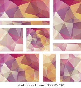 Set abstract modern poligonal background for site brochure, banner and covers, made with geometrical shapes to use for posters, book cover, invitation  and advertisement material, vector illustration