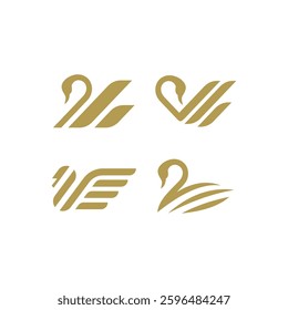 set of abstract modern swan logo
