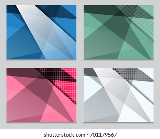 Set of abstract modern technology background, blue green pink gray background.