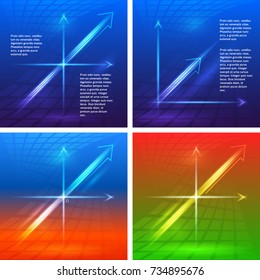 Set Abstract modern template with glow light  arrow infographics element. Flying, rushing activity. Vector illustration EPS 10. Design elements for your business presentations, annual report, brochure
