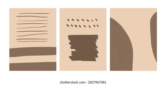 Set of abstract modern textures. Simple boho art. Contemporary vector design background for brochure, flyer, poster. Creative trendy banner. 