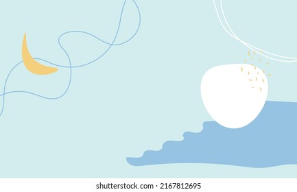 Set abstrakter, moderner Vektorhintergründe, Illustration. Kreise, Linien, Kurven, Punkte, Muster, Bogen, Streifen. Elegantes Boho Konzept. Für Web, Design, Postkarten, Zimmerdekoration