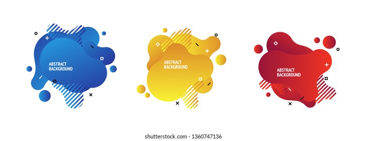 Set of abstract modern vector banners. Fluid curvy geometric shapes with gradient. Template for modern design logo, presentation, print. Vector illustration of abstract background dynamic shapes.