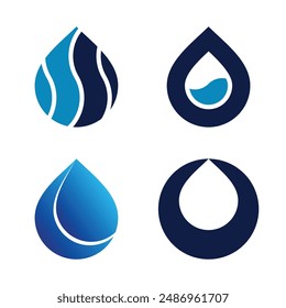 set of abstract modern water drop logo design. Premium Vector