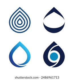 set of abstract modern water drop logo design. Premium Vector