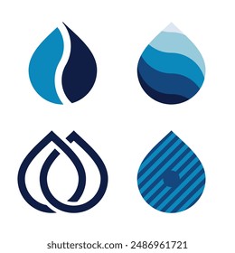 set of abstract modern water drop logo design. Premium Vector
