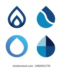 Conjunto de diseño abstracto moderno del logotipo de la gota de agua. Vector Premium