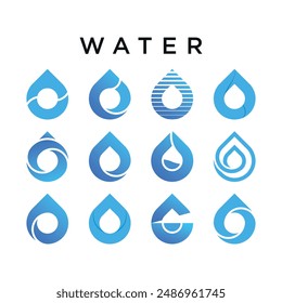 set of abstract modern water drop logo design. Premium Vector