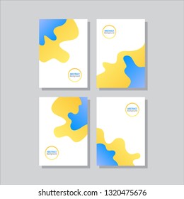 Set of abstract modern wave fluid background template with gradient yellow, blue. geometric liquid shapes composition. Can use for poster, flyer, brochure, social media stories, web banner.