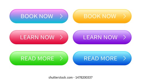 Set of abstract modern web buttons. Ready template of vector buttons of different colors for web design isolated on white background.