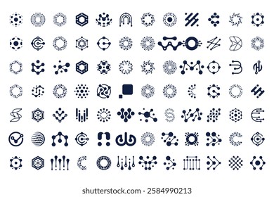 set of abstract Molecule logo design. Symbol Nanotechnology Logo design