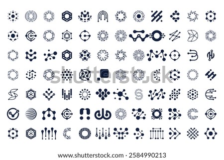 set of abstract Molecule logo design. Symbol Nanotechnology Logo design