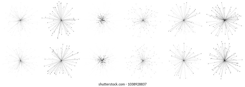 Set of abstract molecules isolated on white background. Science, medical technology concept. Abstract geometric templates for brochure, flyer, report , banner, infographics. Vector illustration.