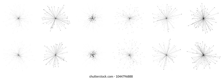 Set of abstract molecules isolated on white background. Science, medical technology concept. Abstract geometric templates for brochure, flyer, report , banner, infographics. Vector illustration.