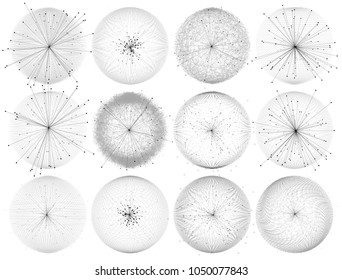 Set of abstract molecules. Molecular structure. Science or medical templates with molecules and atoms for banner, brochure, flyer etc. Atoms and spherical particles. Vector graphic design.