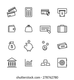 Set of an abstract money, bank, finance, business icons on a white background