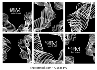 Set of abstract monochrome backgrounds from lines