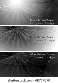 Set of abstract monochrome banners - eps 10
