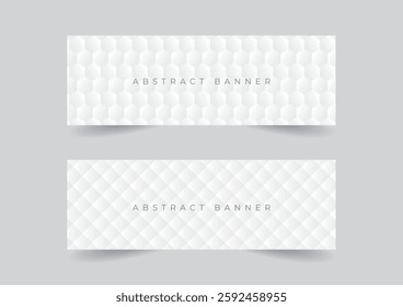 set of abstract monochrome geometric pattern banner background template