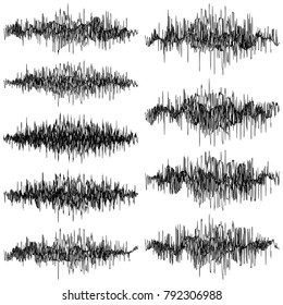Set of abstract monochrome sound waves. And also includes EPS 10 vector