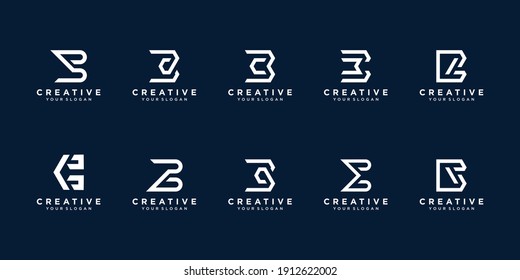 Set of abstract monogram initial b logo template. Premium Vector.