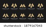Set of abstract monogram initial M logo template. icons for business of fashion, sport, luxury.