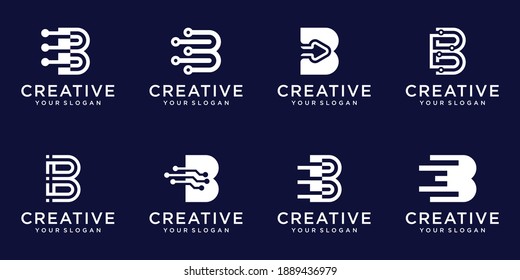 Set of abstract monogram letter b logo template