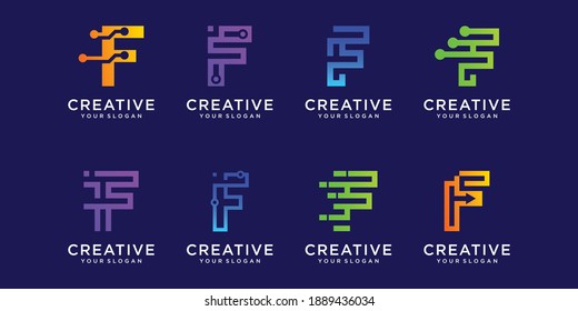 Conjunto de letras monográficas abstractas de la plantilla de logotipo