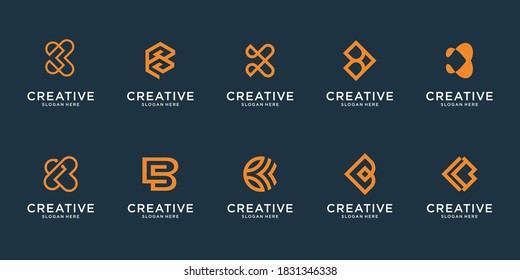 set of abstract Monogram logo design.simple,elegant,initial letter B design template.premium vector