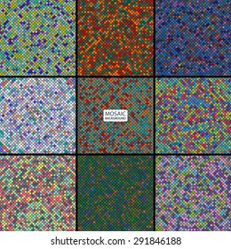 set abstract mosaic background of pixel pattern grid different colored squares. vector illustration eps10