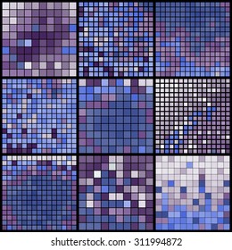 Set Abstract mosaic backgrounds. Geometric vector illustration