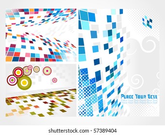 Set of abstract mosaic colorful background.