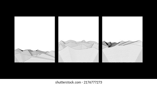 Set of Abstract mountain contemporary aesthetic