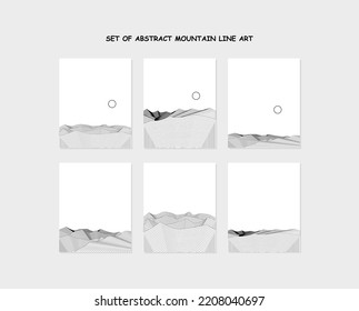 conjunto de arte abstracto de líneas de montaña
