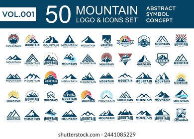Set of abstract mountain logo design template. Vector illustration