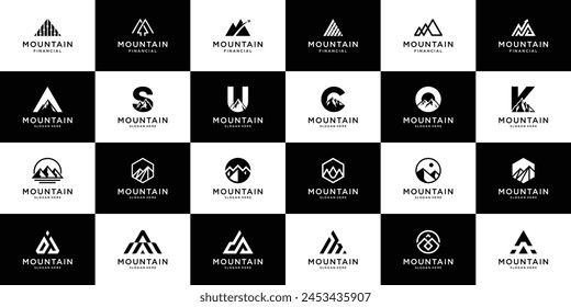 Set of abstract mountain logo design template