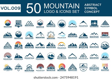 Set of abstract mountain logo design template. Vector illustration