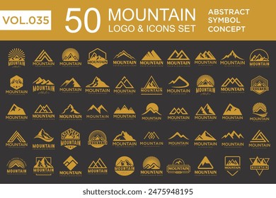 Set of abstract mountain logo design template. Vector illustration