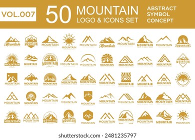 Set of abstract mountain logo design template. Vector illustration