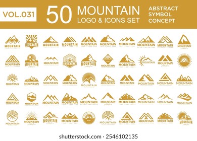 Set of abstract mountain logo design template. Vector illustration