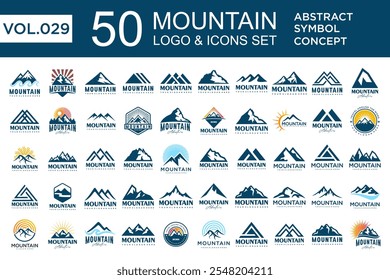 Set of abstract mountain logo design template. Vector illustration