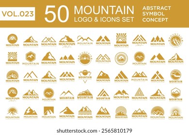 Set of abstract mountain logo design template. Vector illustration