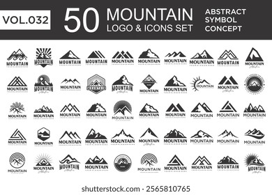Set of abstract mountain logo design template. Vector illustration